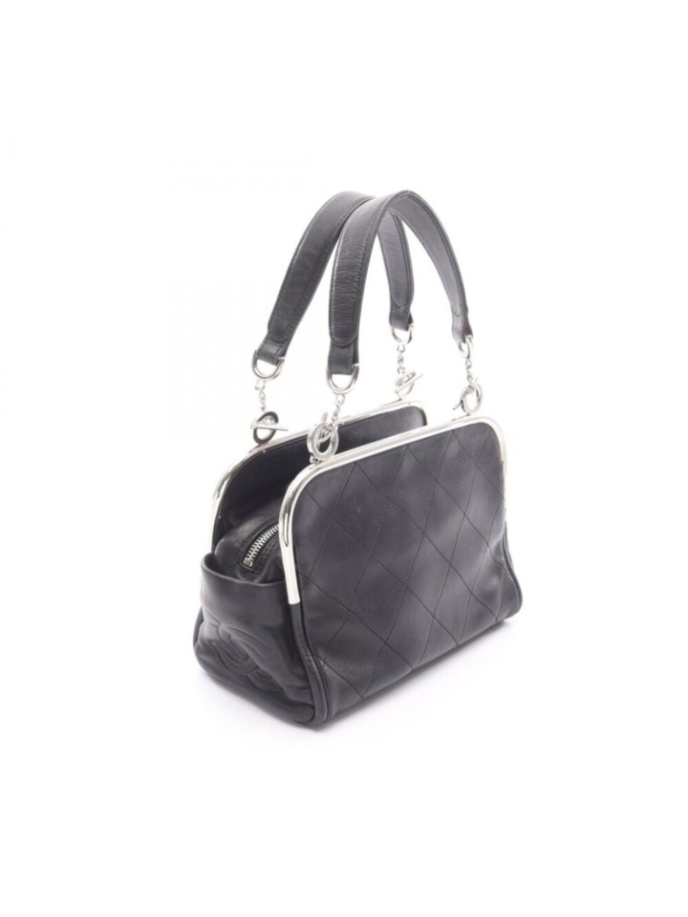 Chanel Handbag Quilted Black Lambskin Coco Charm - Picture 2 of 12